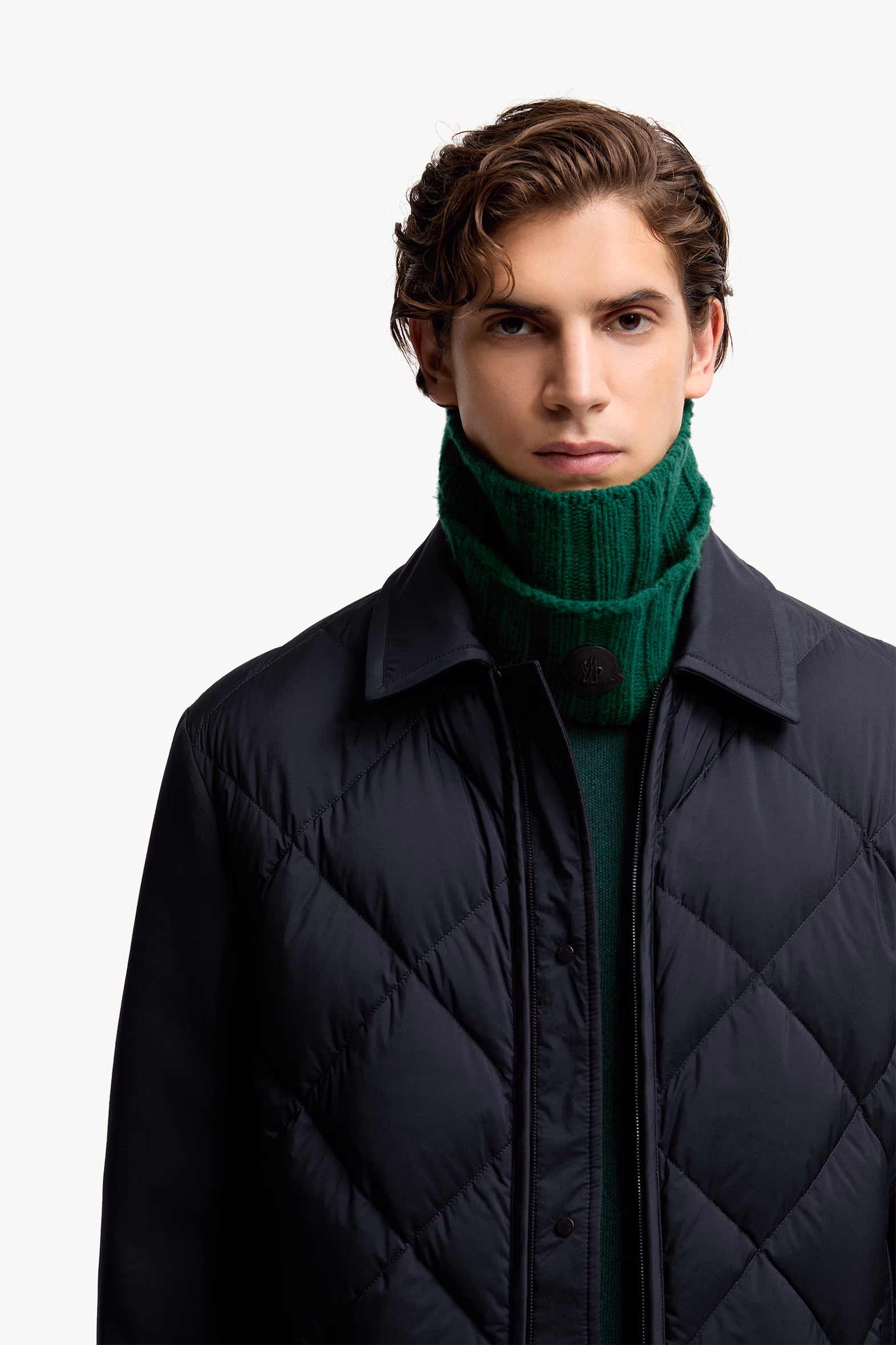 Aiguille Diamond-Quilted Down Shirt Jacket Men Blue Moncler 6